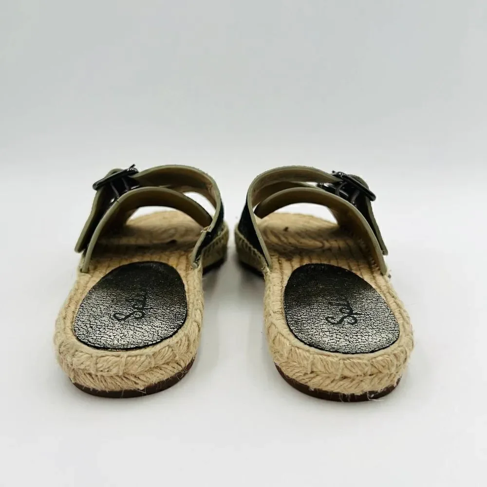 Splendid Blake Buckle Slide Nickel Metallic Crackle Leather Espadrilles  Size 7